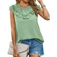 thumbnail image 1 of UVN Summer Tank Tops for Women Chiffon Sleeveless Blouses Fashion Elegant Ruffle Camisole Shirts, 1 of 4