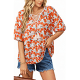 thumbnail image 1 of UVN Summer Tops for Women Short Sleeve V Neck Boho Casual Blouses Ladies Floral Print Tie Front Flowy Shirts, 1 of 9