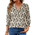 thumbnail image 1 of UVN Summer V Neck Womens Blouses Dressy Casual 3/4 Sleeve Shirts Ladies Tunic Tops, 1 of 10