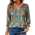 thumbnail image 1 of UVN Summer V Neck Womens Blouses Dressy Casual 3/4 Sleeve Shirts Ladies Tunic Tops, 1 of 10