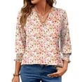 thumbnail image 1 of UVN Summer V Neck Womens Blouses Dressy Casual 3/4 Sleeve Shirts Ladies Tunic Tops, 1 of 10