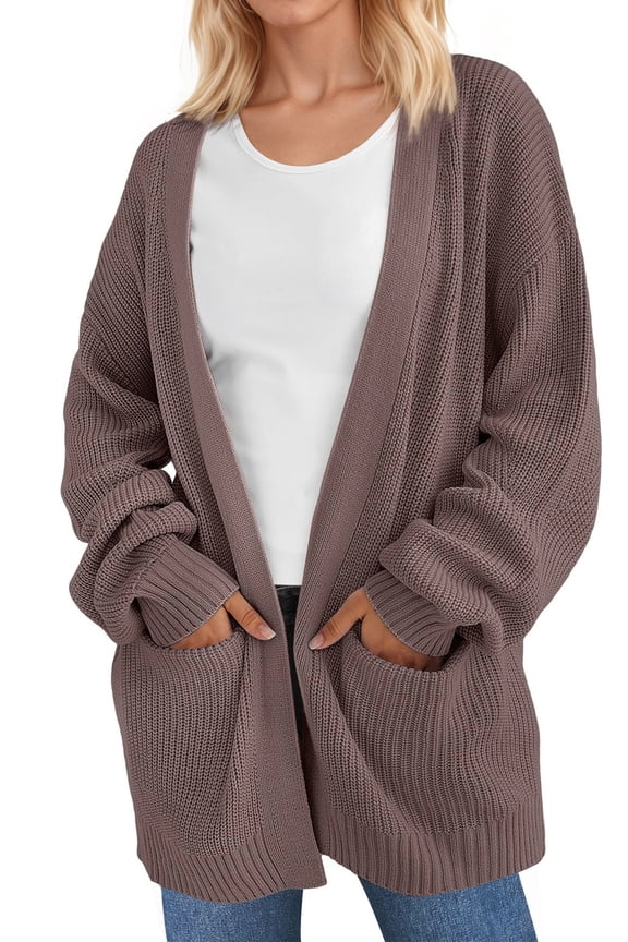 Sweaters for Women Fall Winter Open Front Cardigans Long Sleeve Oversized Casual Soft Knit Outerwear Coats with Pockets