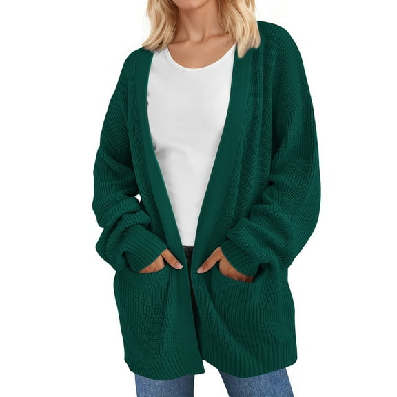 UVN Sweaters for Women Fall Winter Open Front Cardigans Long Sleeve Oversized Casual Soft Knit Outerwear Coats with Pockets