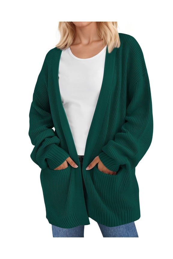 Sweaters for Women Fall Winter Open Front Cardigans Long Sleeve Oversized Casual Soft Knit Outerwear Coats with Pockets