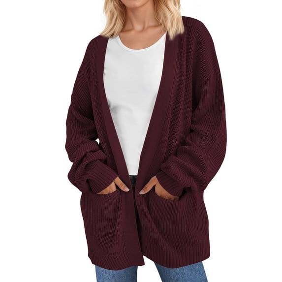 UVN Sweaters for Women Fall Winter Open Front Cardigans Long Sleeve Oversized Casual Soft Knit Outerwear Coats with Pockets