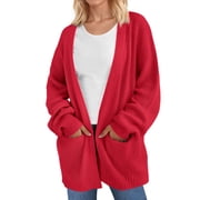 UVN Sweaters for Women Fall Winter Open Front Cardigans Long Sleeve Oversized Casual Soft Knit Outerwear Coats with Pockets