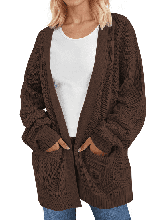 Sweaters for Women Fall Winter Open Front Cardigans Long Sleeve Oversized Casual Soft Knit Outerwear Coats with Pockets