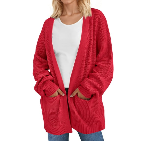 UVN Sweaters for Women Fall Winter Open Front Cardigans Long Sleeve Oversized Casual Soft Knit Outerwear Coats with Pockets