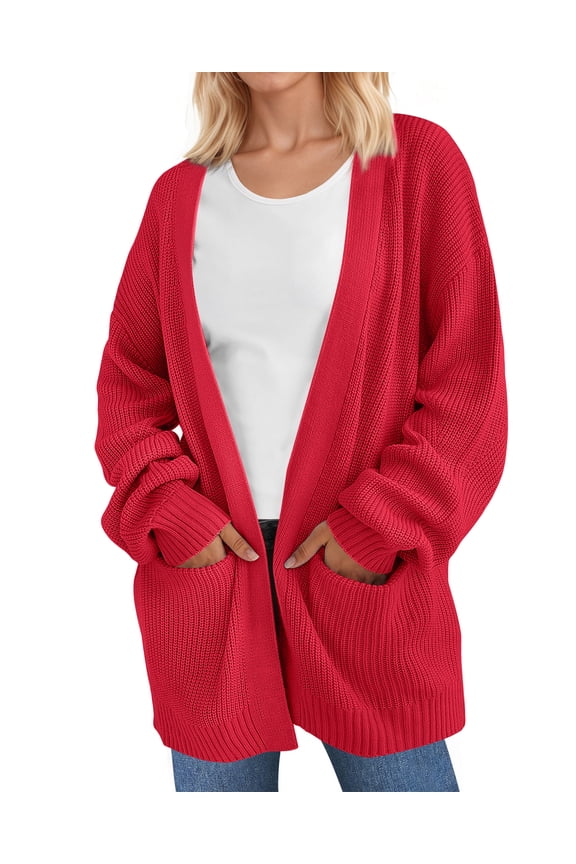 Sweaters for Women Fall Winter Open Front Cardigans Long Sleeve Oversized Casual Soft Knit Outerwear Coats with Pockets