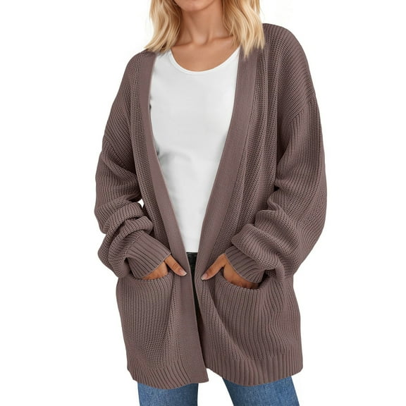 UVN Sweaters for Women Fall Winter Open Front Cardigans Long Sleeve Oversized Casual Soft Knit Outerwear Coats with Pockets