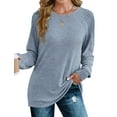 thumbnail image 1 of UVN Sweatshirt for Women Crewneck Pleated Long Sleeve Shirts Tunic Tops, 1 of 9