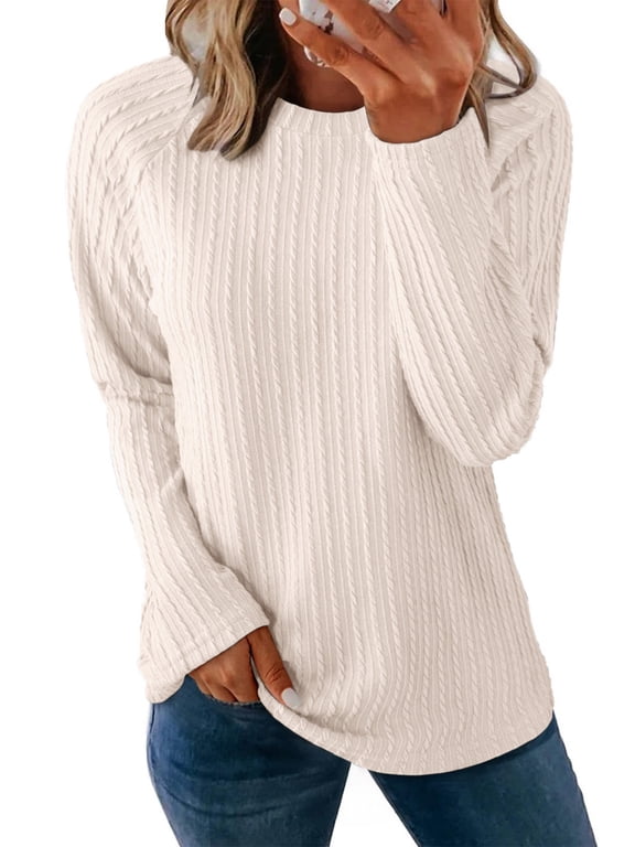 Sweatshirts For women Long Sleeve Shirts Ladies Fall Crewneck Pullovers Casual Knit Tops