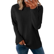 UVN Sweatshirts For women Long Sleeve Shirts Ladies Fall Crewneck Pullovers Casual Knit Tops