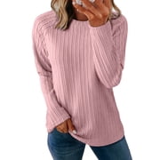 UVN Sweatshirts For women Long Sleeve Shirts Ladies Fall Crewneck Pullovers Casual Knit Tops