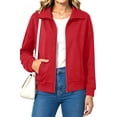 thumbnail image 1 of UVN Sweatshirts Jackets for Women Long Sleeve Lapel Zip Up Coats Ladies Trendy Fall Casual Outerwear Tops with Pockets, 1 of 9