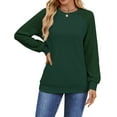 thumbnail image 1 of UVN Sweatshirts for Women Crewneck Cable Knit Sleeve Sweaters Casual Fall Tunic Tops, 1 of 9