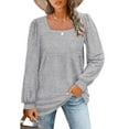 thumbnail image 1 of UVN Sweatshirts for Women Square Neck Long Sleeve Shirts Casual Tunic Tops, 1 of 7