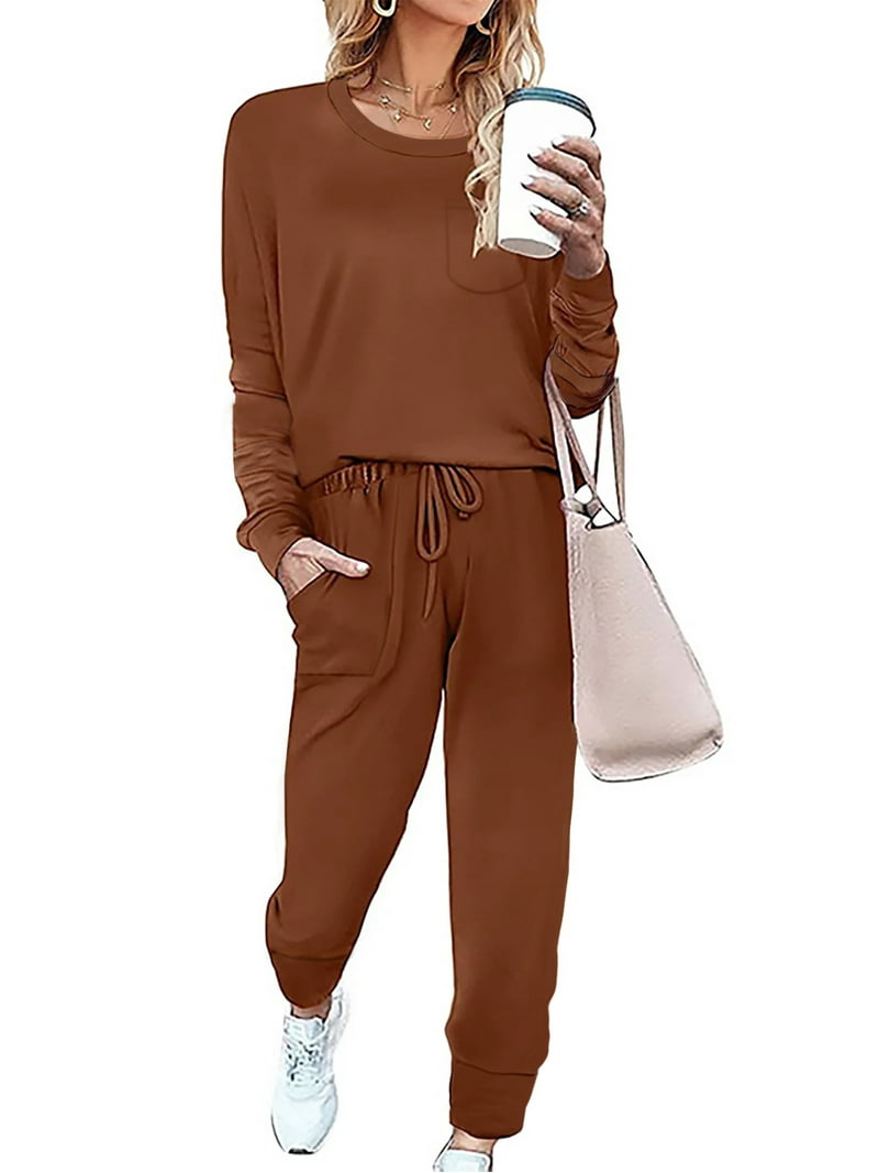 UVN Womens Sweatsuit Set, Piece Jogger Tracksuit, Solid