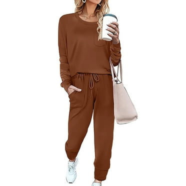 UVN Sweatsuit Sets for Women 2 Piece Lounge Set Loose Jogger Sets Fall Outfits Sets Solid Tracksuits with Pockets