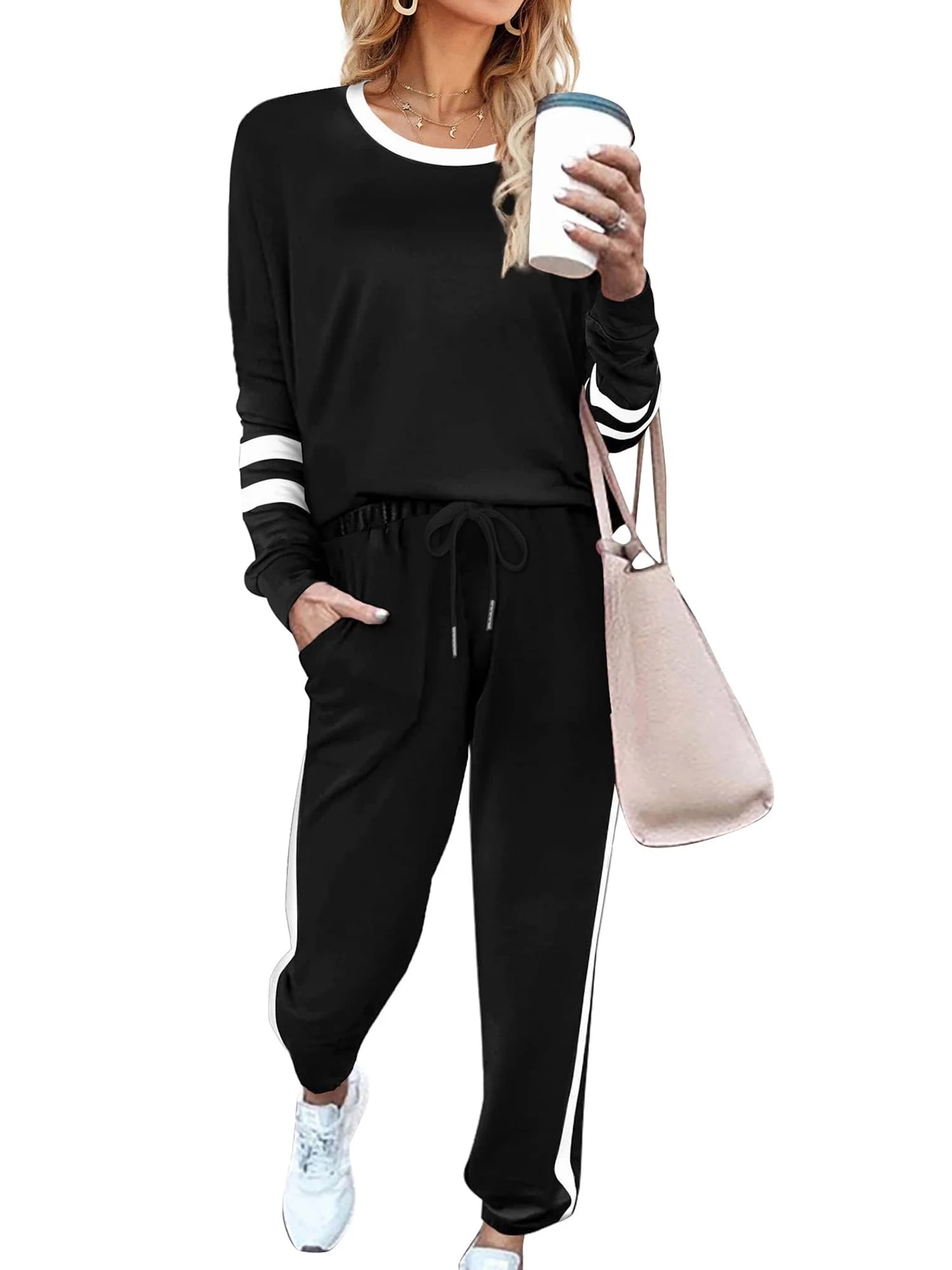 ZRGHAOYLQ Athletic Tracksuit Set Women's Cold Shoulder Long