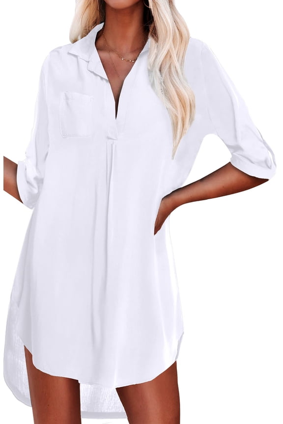 Womens Swimsuit Cover Up Shirt for Summer Tops Bikini Beachwear Loose Beach Cover Ups Bathing Suit