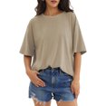 thumbnail image 1 of UVN T Shirts for Women Summer Casual Short Sleeve Tops Ladies Oversized Loose Crewneck Basic Tees, 1 of 8