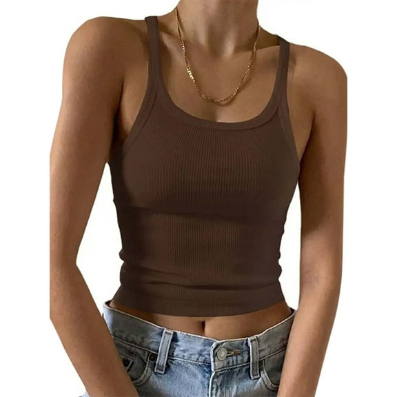 UVN Tank Tops for Women Ribbed Knit Sleeveless Tops Casual Camisoles Slim Fitted Basic Tank Tops