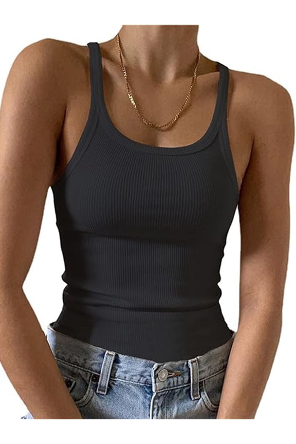 Tank Tops for Women Ribbed Knit Sleeveless Tops Casual Camisoles Slim Fitted Basic Tank Tops