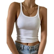 UVN Tank Tops for Women Ribbed Knit Sleeveless Tops Casual Camisoles Slim Fitted Basic Tank Tops