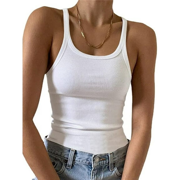 UVN Tank Tops for Women Ribbed Knit Sleeveless Tops Casual Camisoles Slim Fitted Basic Tank Tops