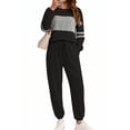 thumbnail image 1 of UVN Tracksuit for Women Colorblock Striped Sweatsuit Casual 2 Piece Sweatshirts Sweatpants Jogger Set Outfits, 1 of 11
