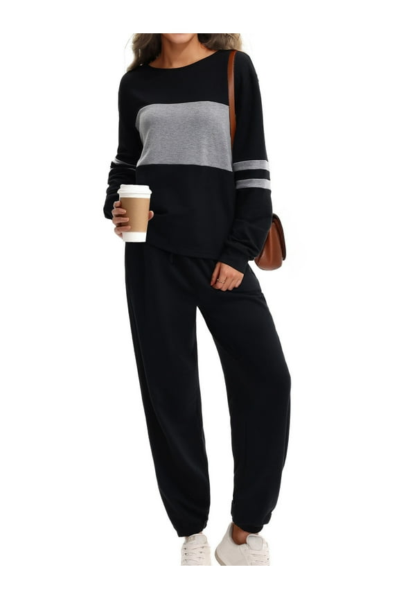 Tracksuit for Women Colorblock Striped Sweatsuit Casual 2 Piece Sweatshirts Sweatpants Jogger Set Outfits