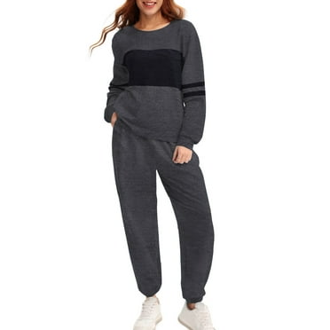 UVN Tracksuit for Women Colorblock Striped Sweatsuit Casual 2 Piece Sweatshirts Sweatpants Jogger Set Outfits