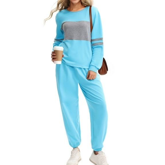UVN Tracksuit for Women Colorblock Striped Sweatsuit Casual 2 Piece Sweatshirts Sweatpants Jogger Set Outfits
