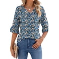 thumbnail image 1 of Shine Up Blouses for Womens Floral Print Tunic Tops Summer V-Neck 3/4 Ruffle Sleeve Blouse, 1 of 7