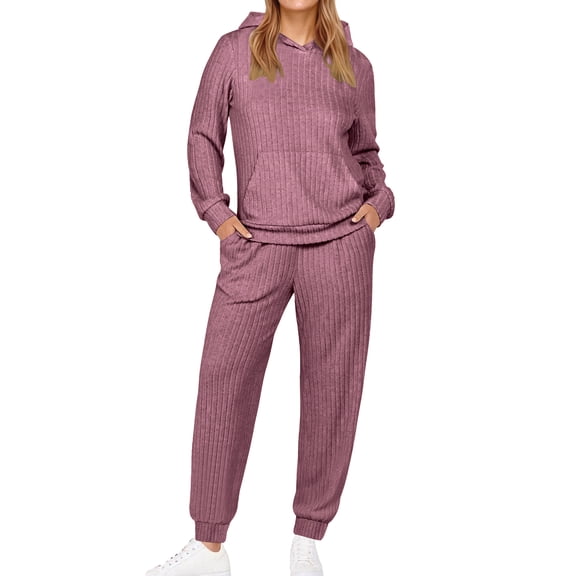 UVN Two Piece Outfits for Women Long Sleeve Hoodies Tops And Pants Pajamas Sets Casual Fall Winter Lounge Set with Pockets