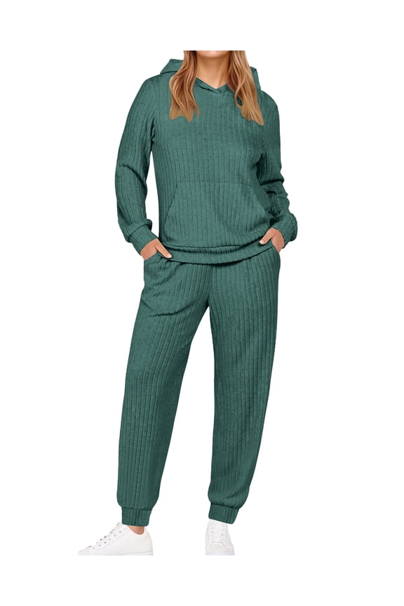 Two Piece Outfits for Women Long Sleeve Hoodies Tops And Pants Pajamas Sets Casual Fall Winter Lounge Set with Pockets