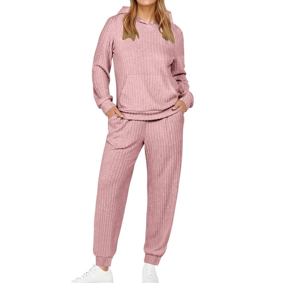 UVN Two Piece Outfits for Women Long Sleeve Hoodies Tops And Pants Pajamas Sets Casual Fall Winter Lounge Set with Pockets