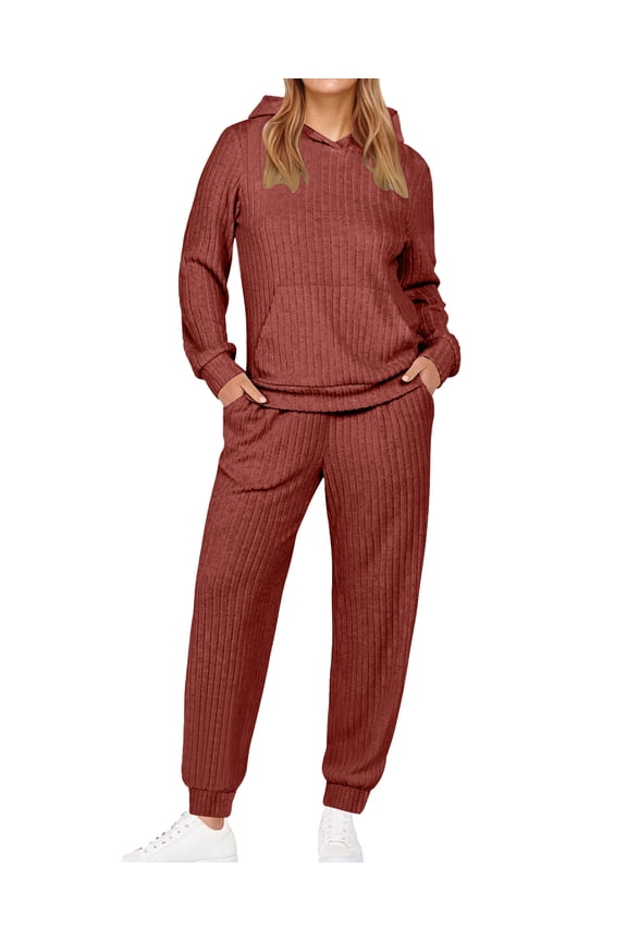 Two Piece Outfits for Women Long Sleeve Hoodies Tops And Pants Pajamas Sets Casual Fall Winter Lounge Set with Pockets