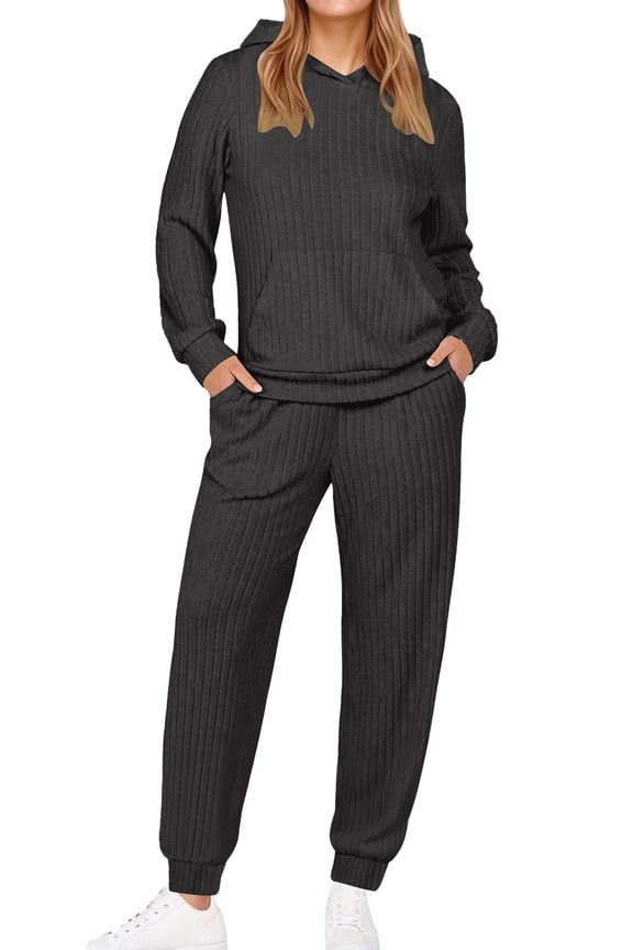 Two Piece Outfits for Women Long Sleeve Hoodies Tops And Pants Pajamas Sets Casual Fall Winter Lounge Set with Pockets