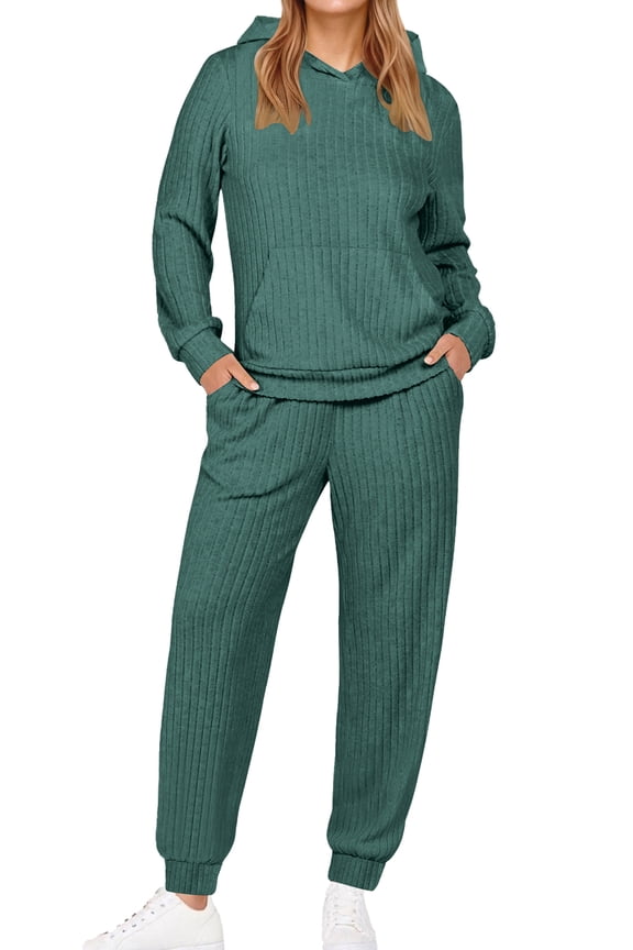 Two Piece Outfits for Women Long Sleeve Hoodies Tops And Pants Pajamas Sets Casual Fall Winter Lounge Set with Pockets