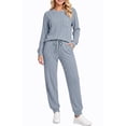 thumbnail image 1 of UVN Two Piece Sets for Women Casual Outfits Sets Textured Long Sleeve Shirts and Long Pants Lounge Set Fall Pajama Sets with Pockets, 1 of 9