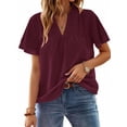 thumbnail image 1 of UVN V Neck Shirts for women Summer Lace Butterfly Sleeve Blouses Ladies Casual Flowy Crochet Tops, 1 of 9