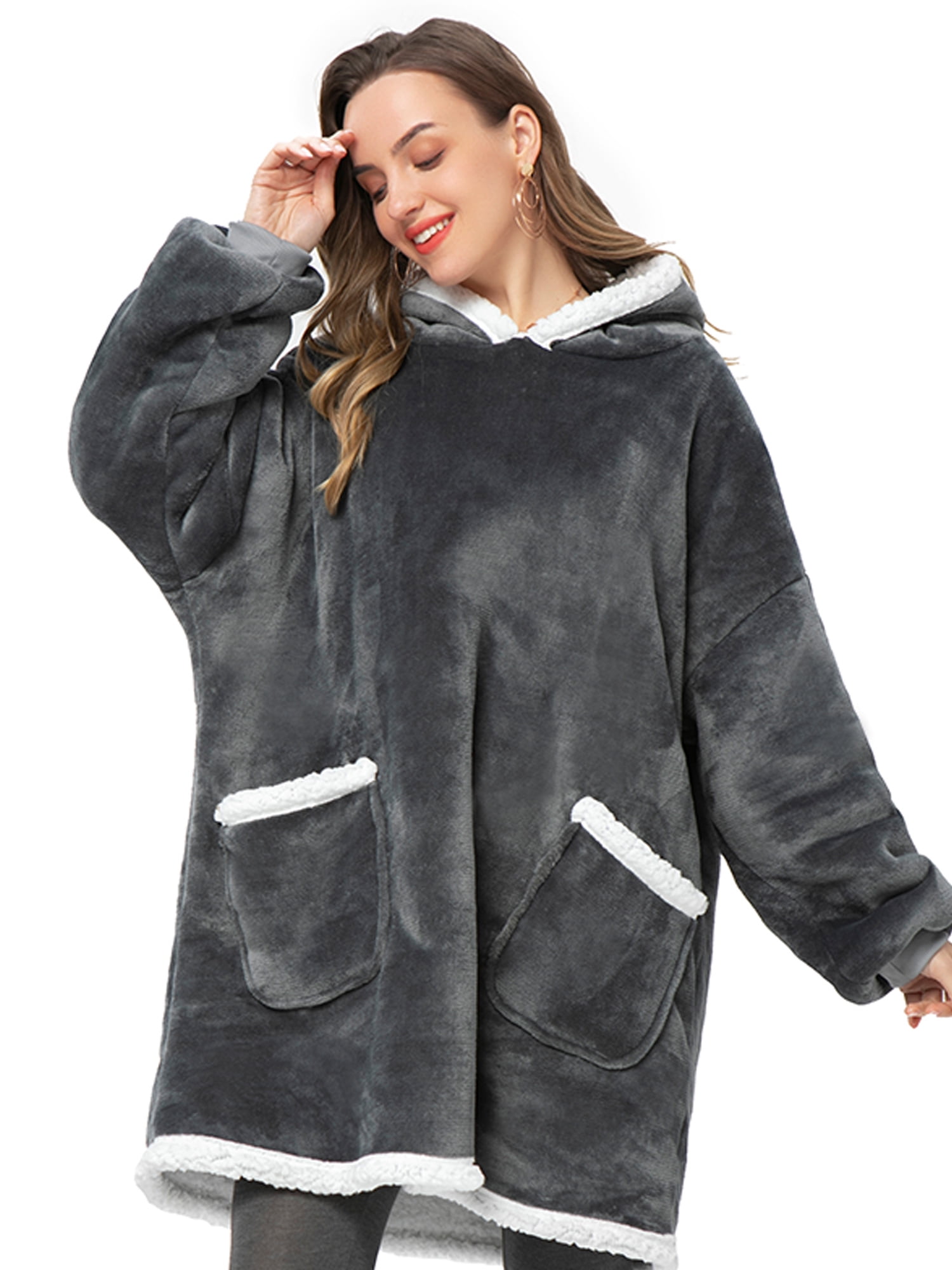 UVN Wearable Blankets Hoodies for Women and Men Flannel Oversized