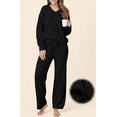 thumbnail image 1 of UVN Winter Pajama for Women Sweater Set Ladies V neck Tops and Long Pants Warm 2 Piece Loungewear, 1 of 9