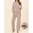 thumbnail image 1 of UVN Winter Pajama for Women Sweater Set Ladies V neck Tops and Long Pants Warm 2 Piece Loungewear, 1 of 9