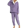 thumbnail image 1 of UVN Winter Pajamas for Women Fuzzy Loungewear Sets Ladies Fleece Long Sleeve Tops and Long Pants 2 Piece Sleepwear, 1 of 8