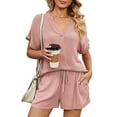 thumbnail image 1 of UVN Women 2 Piece Outfits Set Summer Short Set Ladies Short Top Pants Casual Loose Tracksuit, 1 of 6