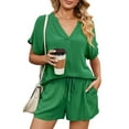 thumbnail image 1 of UVN Women 2 Piece Outfits Set Summer Short Set Ladies Short Top Pants Casual Loose Tracksuit, 1 of 6