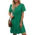 thumbnail image 1 of UVN Women Dress Summer Short Sleeve V Neck Dress Ladies Caual A Line Hollow Out Lace Beach Dresses, 1 of 8